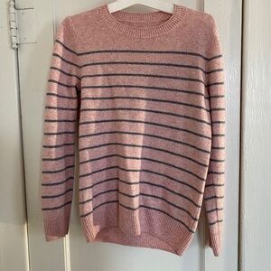 Pink gray-striped Soft Sweater, Women’s Small